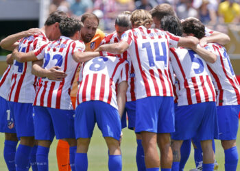 Jugadores del Atlético de Madrid antes de enfrentarse a Botafogo en el Mundial de Clubes.