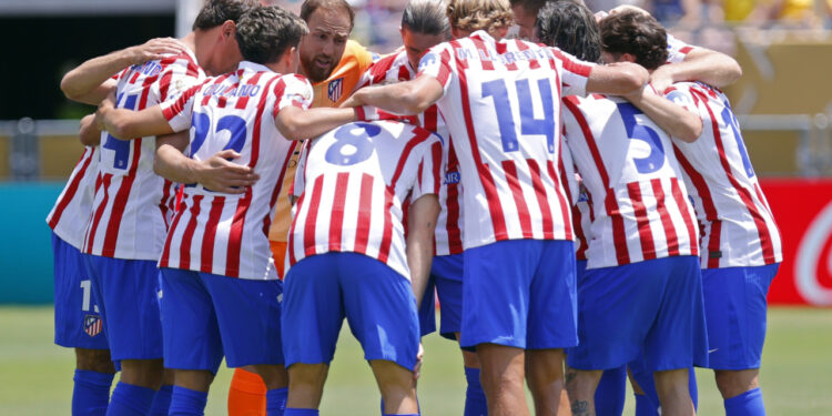 Jugadores del Atlético de Madrid antes de enfrentarse a Botafogo en el Mundial de Clubes.